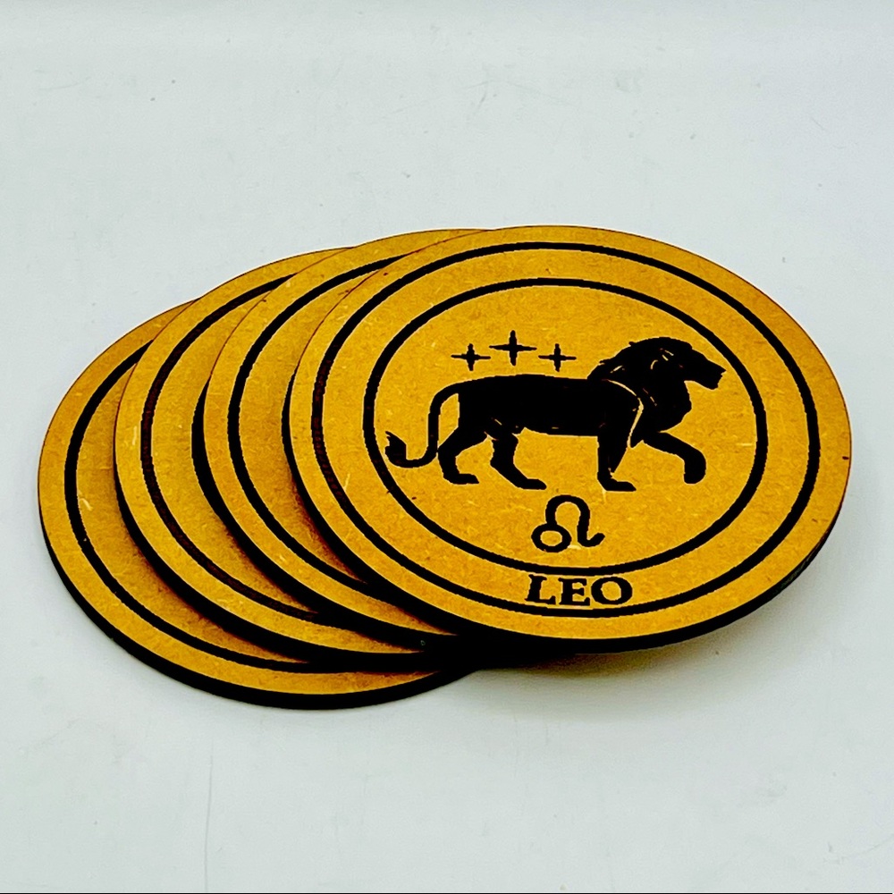 LEO Zodiac Sign Coasters • Set of 4